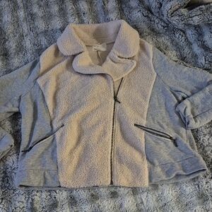 Caslon 🖤 Cream and Gray Teddy Jacket (665)